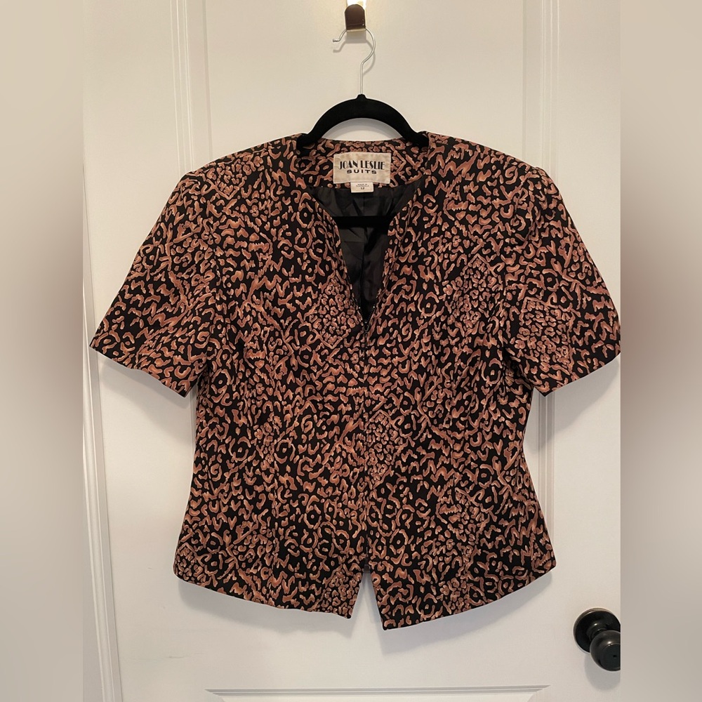 Vintage Joan Leslie Suits Top Zip Up Patterned Jacket Size 12